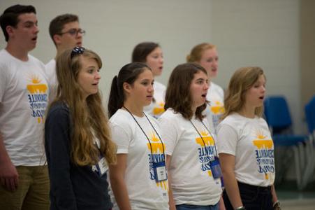 Students singing at music camp